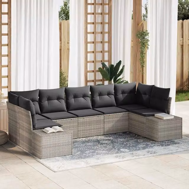 Set Divano da Giardino 7 pz 7-Numero di posti Grigio chiaro 3355881