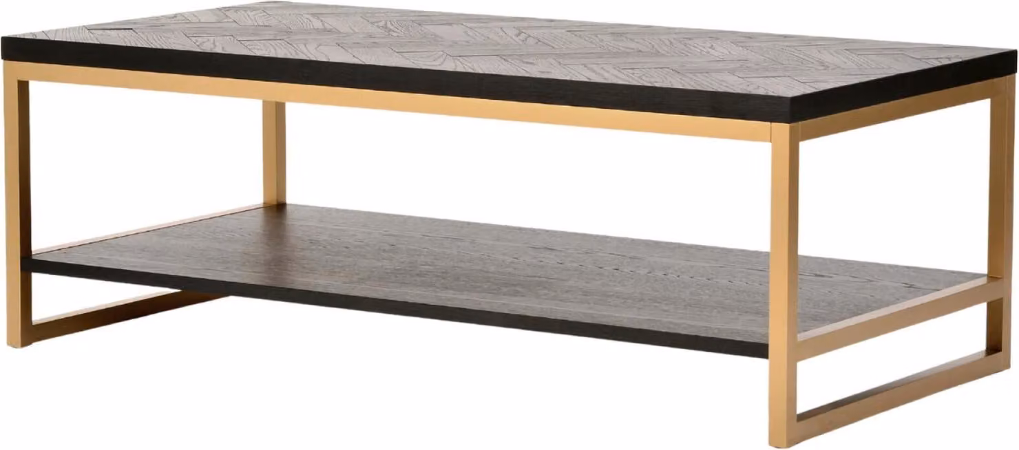FURNLUX Tavolino Sevilla Nero e Oro 120cm / Colore principale: Nero / Dimensioni: 120 x 42 x 60 cm
