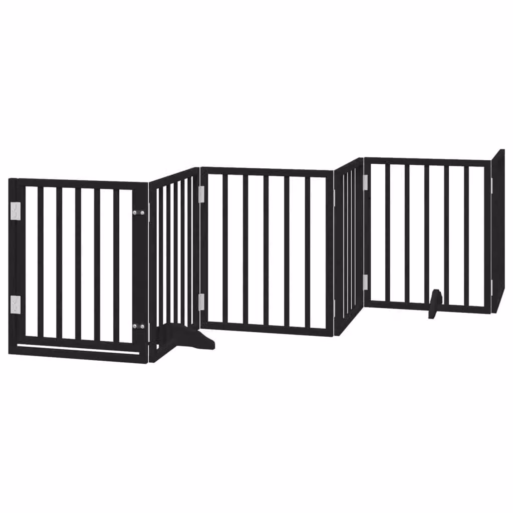 Cancello per Cani Porta Pieghevole Nero 6 Pannelli 300cm Pioppo