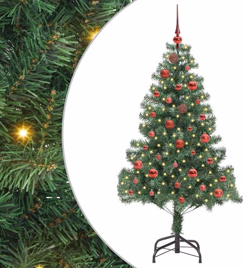 Albero di Natale con 150 LED con supporto Verde 150 cm PVC