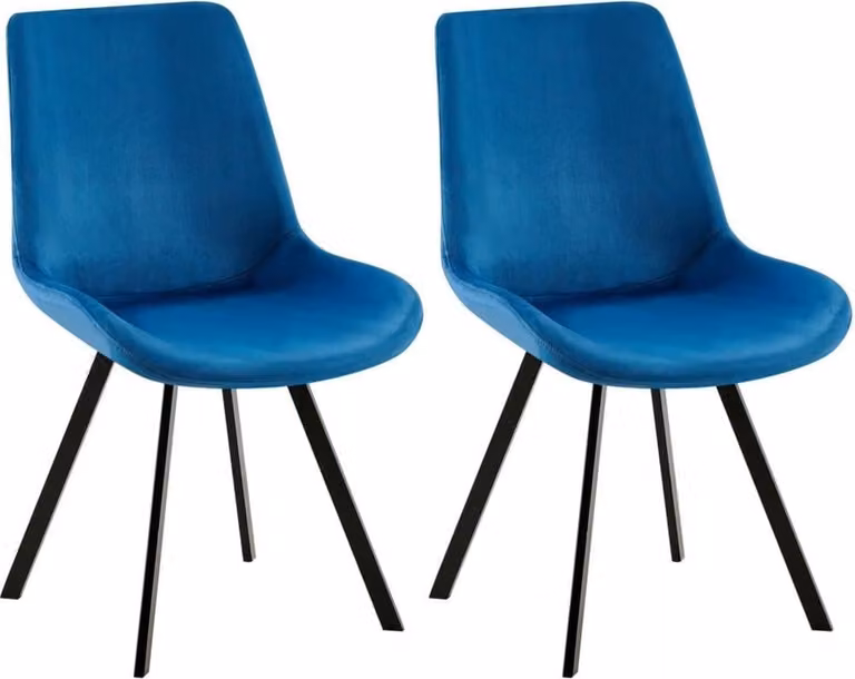 set di 2 sedie da pranzo in velluto - sedie da cucina - girevoli a 360° e comode | Colore: blu scuro
