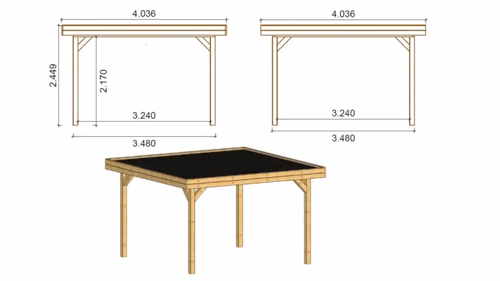 Gazebo da giardino in legno con pergola ALTANKA ALT24, colore marrone e verde, L: 404 cm, P: 404 cm, H: 245 cm
