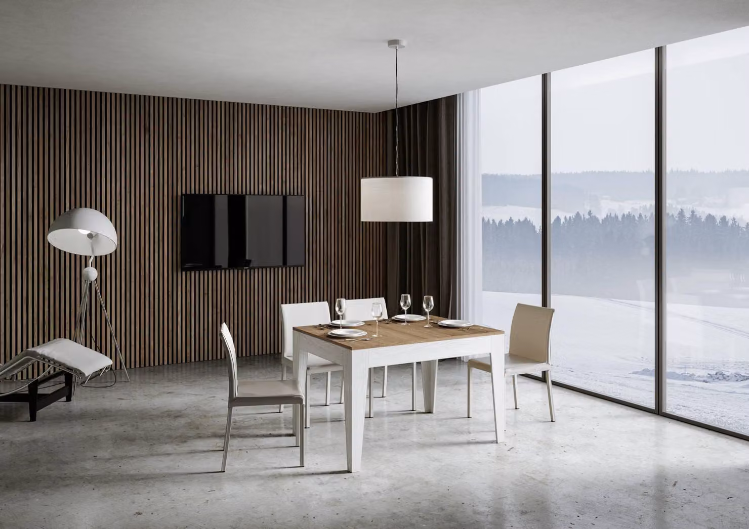 ITAMOBY - Tavolo allungabile 120/180x90 cm Cico Mix piano quercia natura - base bianco frassino