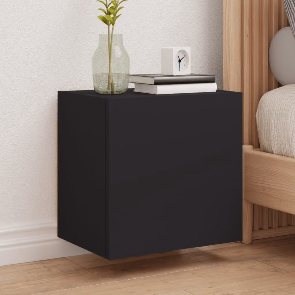 Set di 2 mobili TV da parete vidaXL neri in legno multistrato e MDF per soggiorno, L 40,5 cm x P 30 cm x H 40 cm