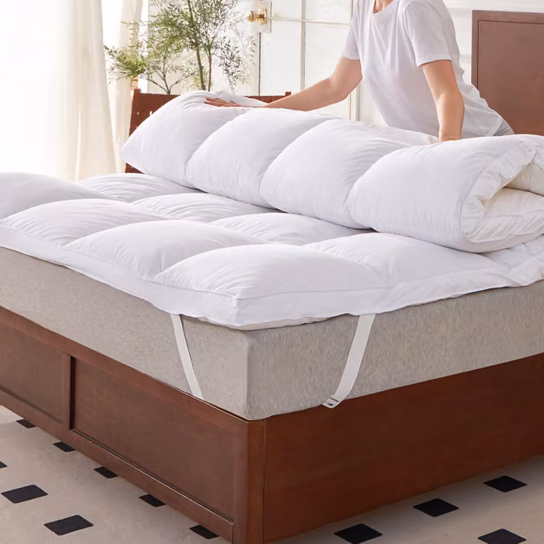 Topper per materasso, dimensioni 120x200 cm, altezza 7 cm, imbottitura in piume d'oca, rivestimento in cotone, Oeko-Tex