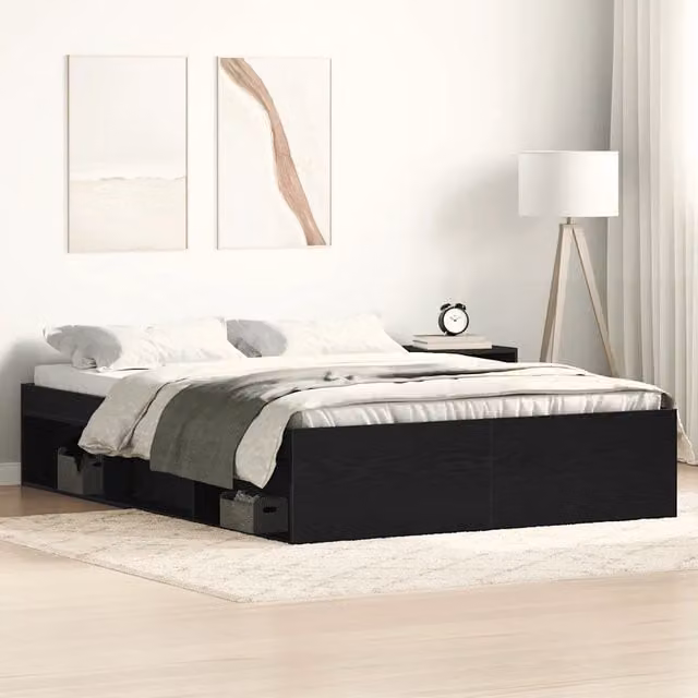 Giroletto senza Materasso-Struttura Letto Rovere Nero 120x190 cm Truciolato 819462