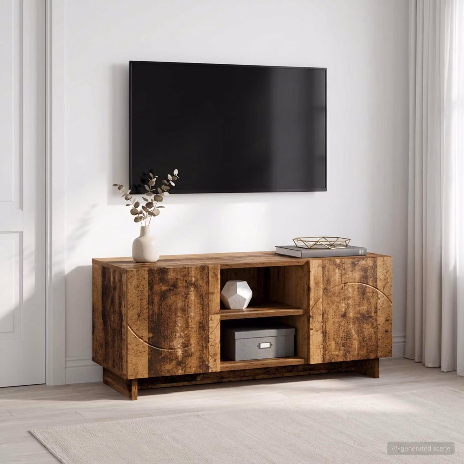 Supporto TV moderno vidaXL in legno marrone, L 90 x P 34.5 x H 40 cm
