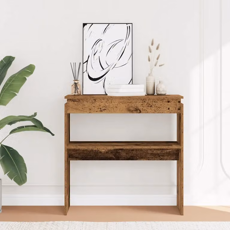 vidaXL Tavolino Consolle in Legno Antico Marrone L/P/H: 80 x 30 x 80 cm