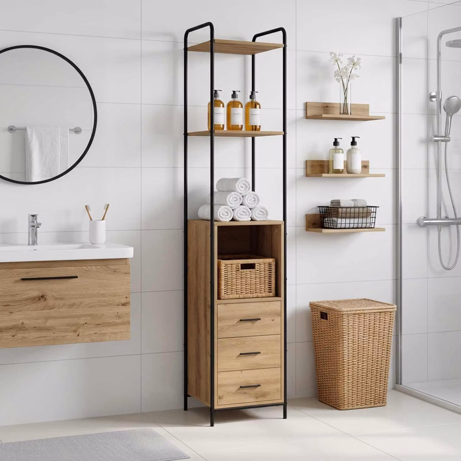 vidaXL Mobile da Bagno Rovere Artigianale 40 x 36 x 200,5 cm