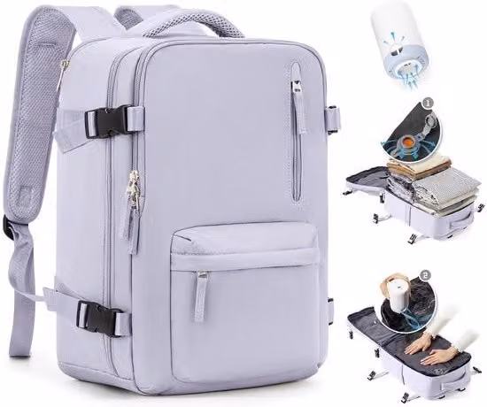 Borsa a vuoto per viaggiatore donna, zaino a vuoto con sistema di vuoto per viaggi, borsa a vuoto per viaggi con pompa impermeabile per uomini