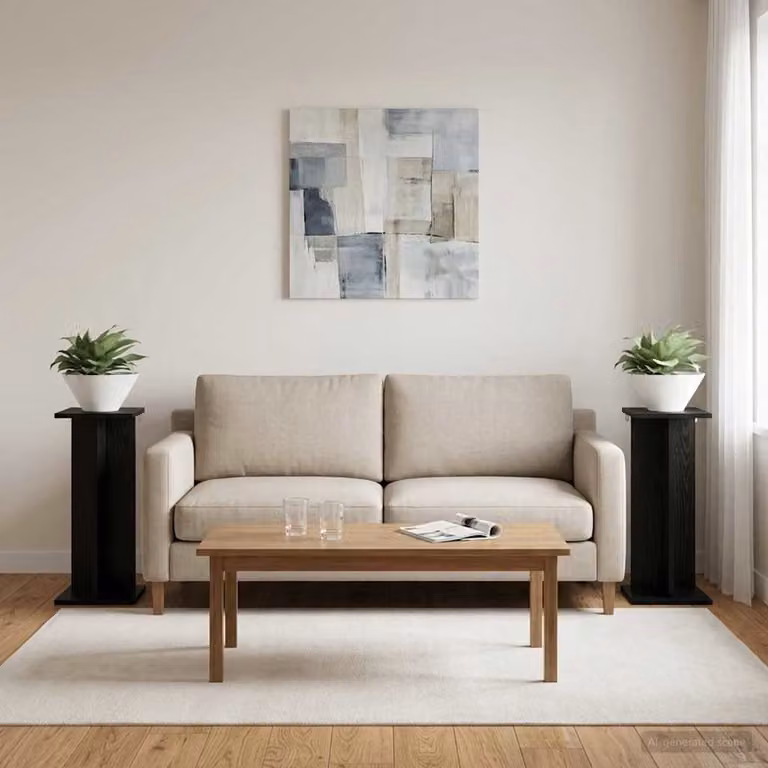 Set di 2 supporti per piante vidaXL in legno MDF nero opaco, L/P/H: 25 x 25,5 x 60,5 cm