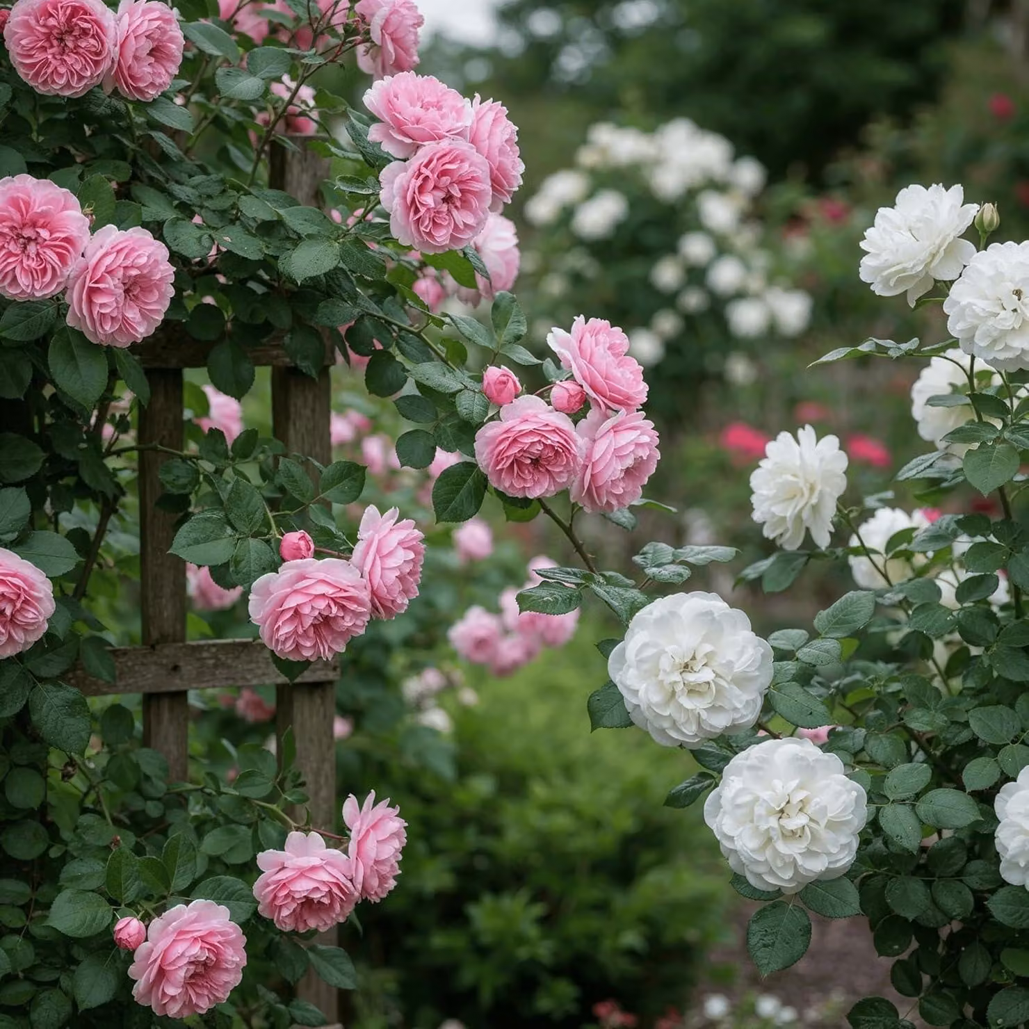 Rose rampicanti bianche e rosa - 2 piante - Perenni resistenti al freddo - Vere rose olandesi - Ideali per muri, archi e recinzioni (non semi, non artificiali)