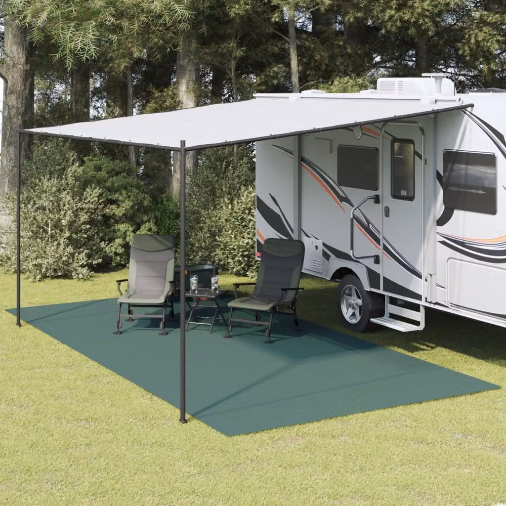 vidaXL Tappeto da tenda verde in poliestere e PVC, L: 6 m, P: 3 m