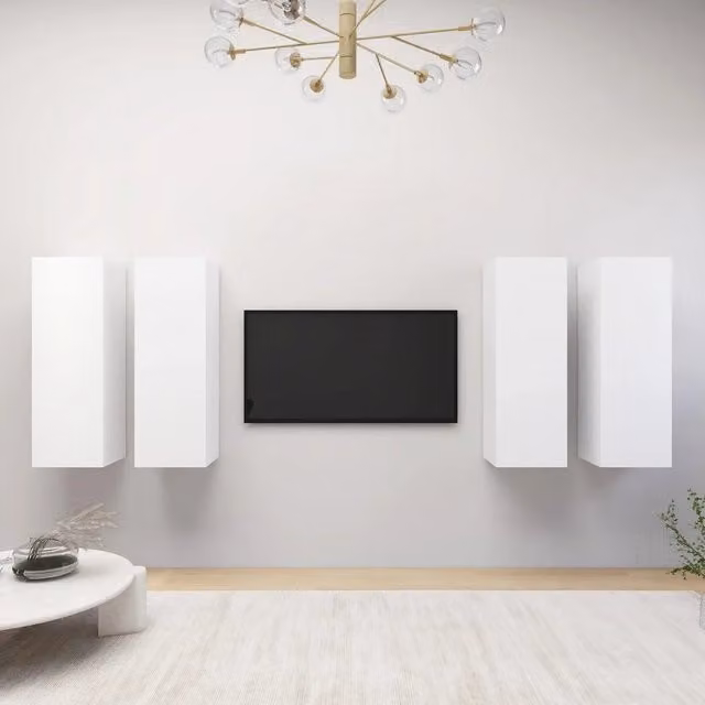 Mobili Porta TV 4 pz Bianchi 30,5x30x90 cm in Legno Multistrato 3078741
