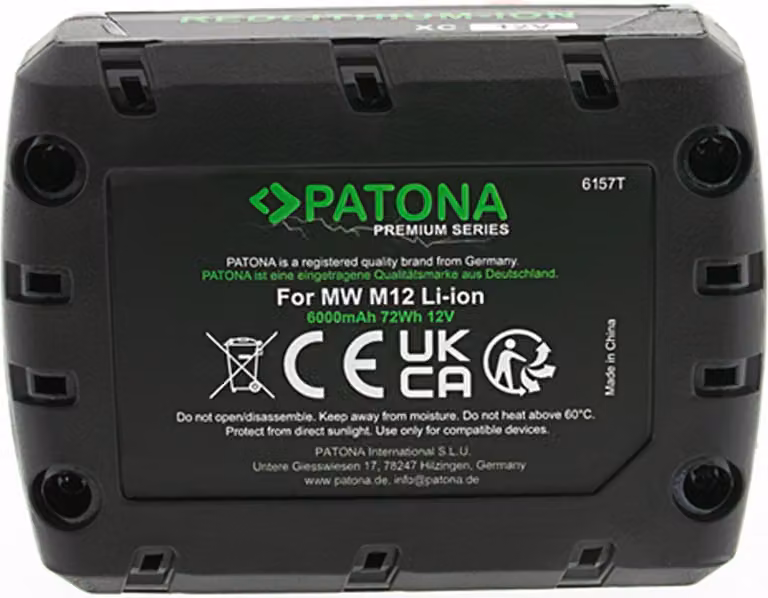 Batteria Premium PATONA per Milwaukee M12 RedLithium, 12V – 000 mAh