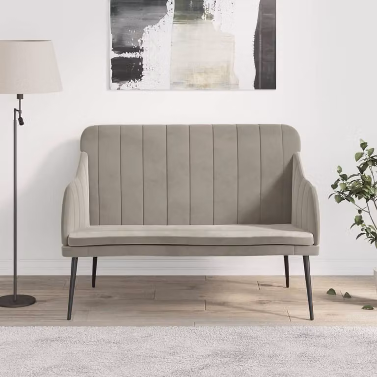 Panca vidaXL in velluto grigio per soggiorno L: 110 cm, P: 76 cm, H: 80 cm