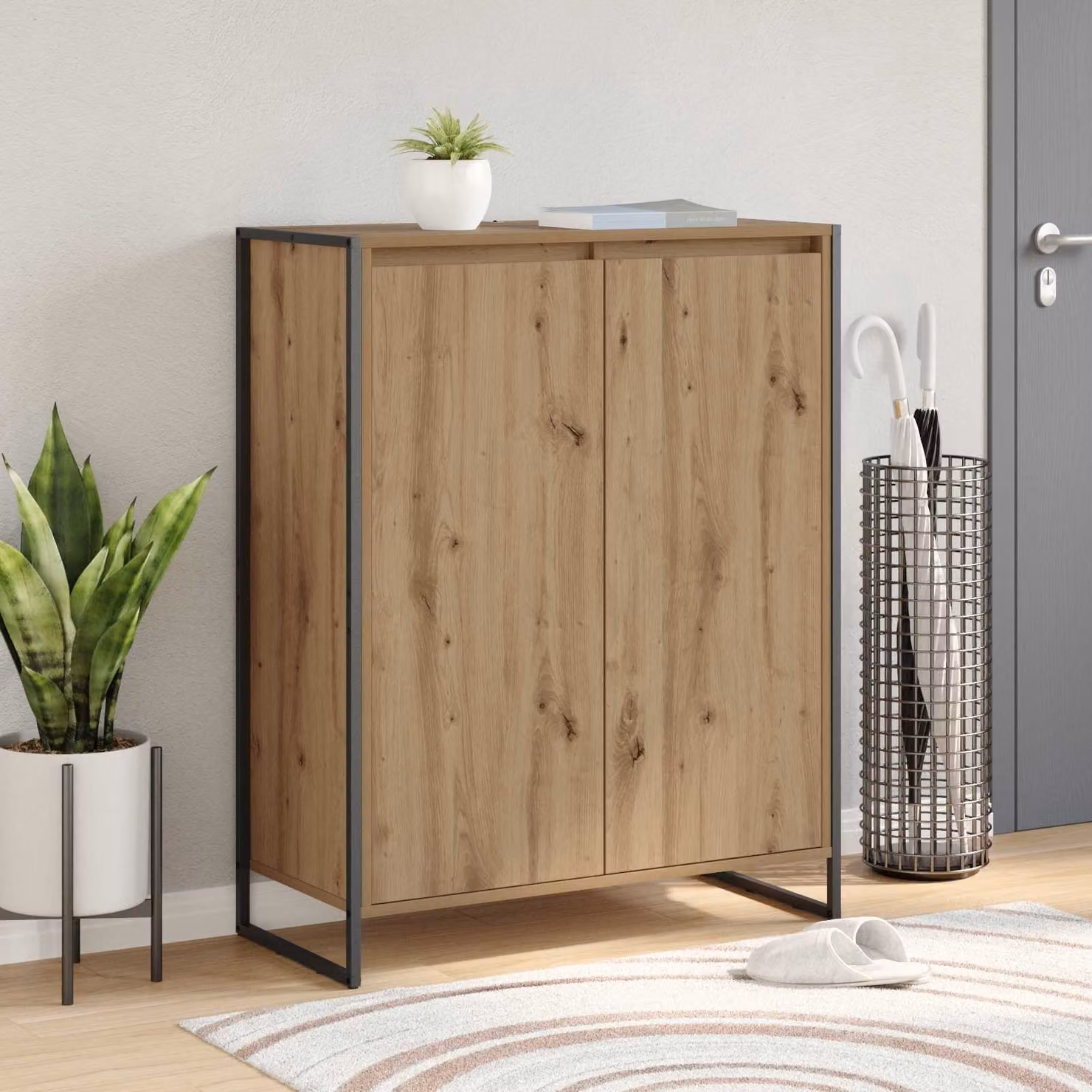 Mobile porta scarpe vidaXL in stile industriale con ante a ribalta, colore marrone, L: 79 cm, P: 36 cm, H: 100 cm