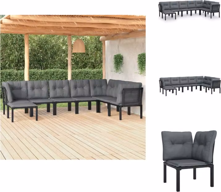 vidaXL set salotto da giardino 8 pezzi in poly rattan nero e grigio - Set di mobili da giardino