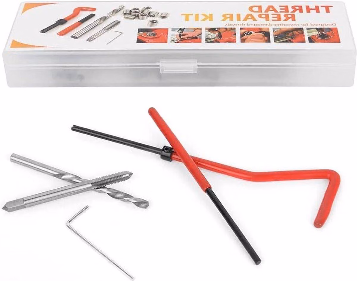 Kit di riparazione filetti da 25 pezzi - Set di inserti Helicoil M4 - Contenitore in plastica trasparente - Ideale per macchine utensili