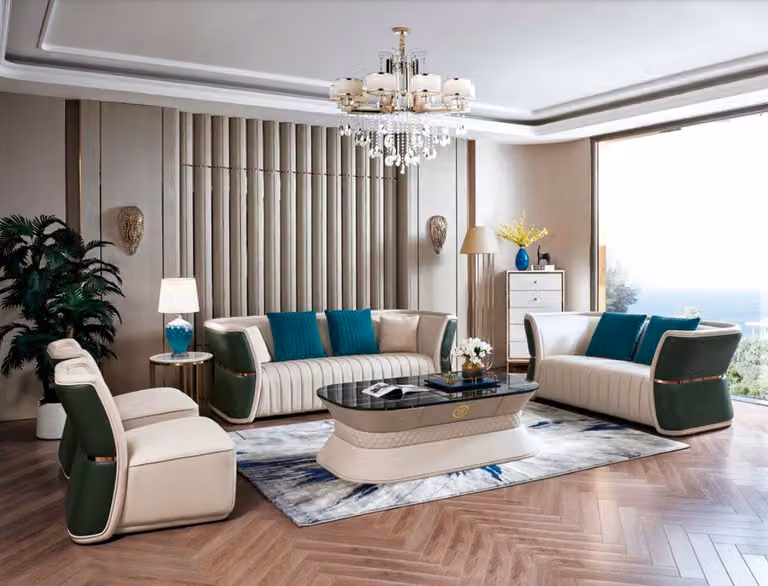 Komplett Set Sofagarnitur 3+2+1+1 Sitzer Design Sofa Couch Wohnlandschaft Gruppe