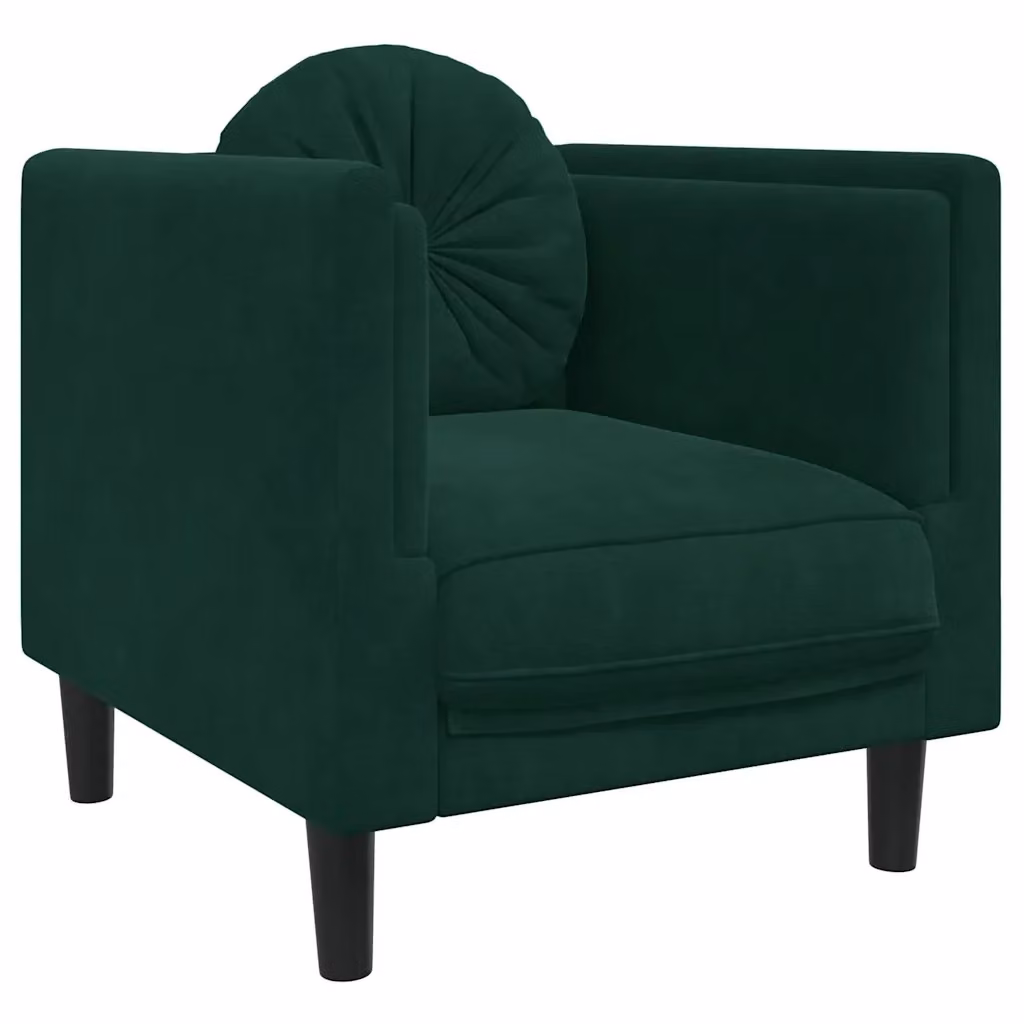 Poltrona moderna con pouf vidaXL in velluto verde con braccioli e seduta in schiuma – 2