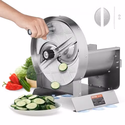 Affettatrice Manuale Commerciale VEVOR in Acciaio Inox Color Argento con Spessore Regolabile da 0-12 mm per Frutta e Verdura