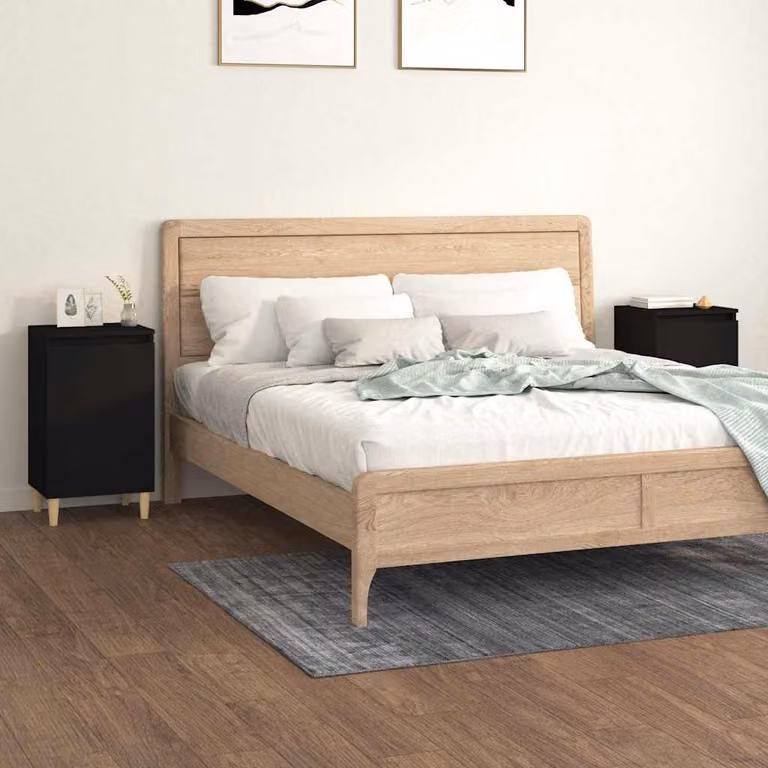 Set di 2 comodini vidaXL neri in legno multistrato e MDF, L 40 cm x P 35 cm x H 70 cm