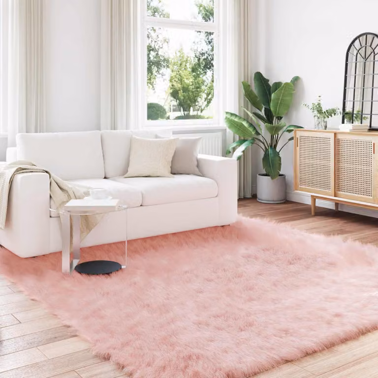 Tappeto moderno vidaXL in poliestere rosa, L 200 cm x P 200 cm