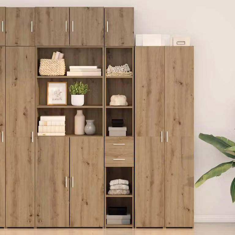 Set di 2 armadi vidaXL in legno e MDF color rovere, design moderno con ante a battente e ripiani interni, L/P/H: 30 x 42,5 x 225 cm