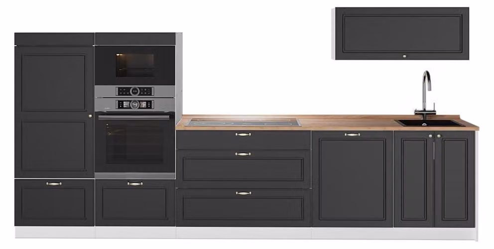 Cucina componibile Vicco Fame-Line Oro-antracite rustico/Bianco 340 cm, PL Rovere, Model 64525