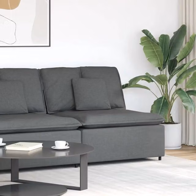 Modulo Centrale Divano Modulare con Cuscini Grigio Scuro 100 cm 679030
