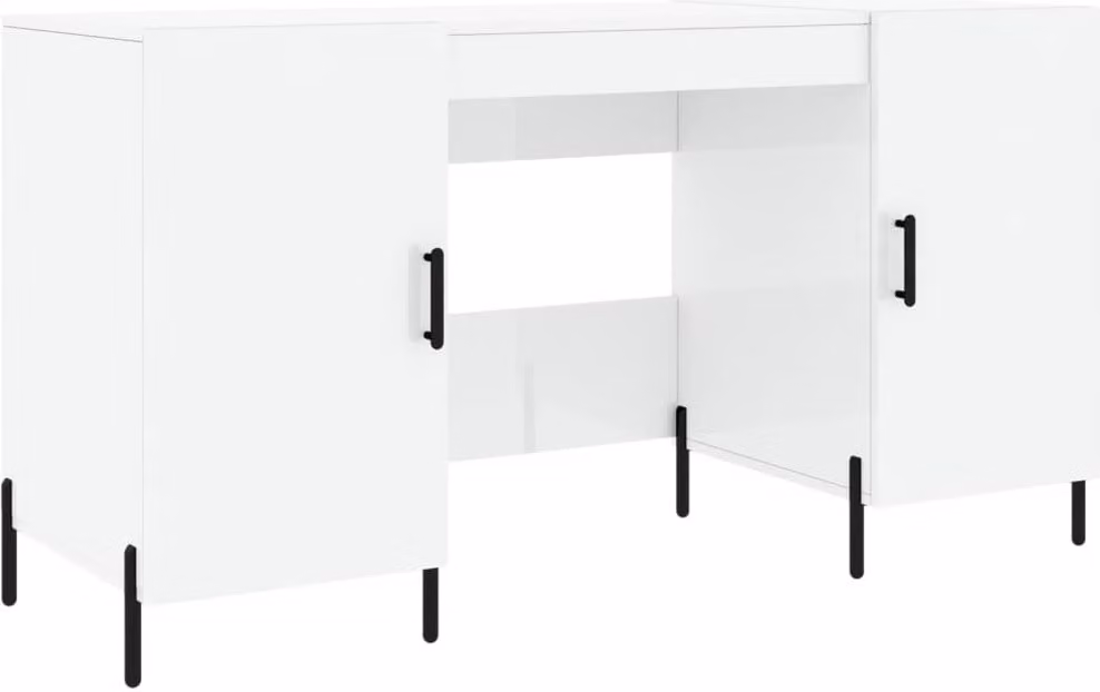 Scrivania Bianco Lucido 140x50x75 cm in Legno Multistrato