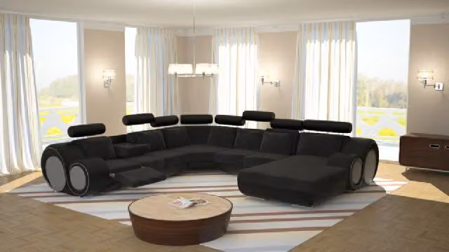 Sofa Designer Wohnlandschaft U-Form mit USB Ecksofa Polster Garnitur Eckgarnitur