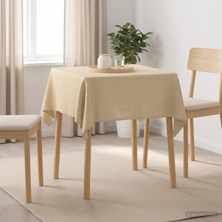Set di 5 tovaglie quadrate vidaXL in poliestere, idrorepellenti e antimacchia, colore bianco crema, L 140 cm x P 140 cm