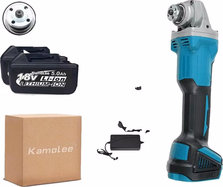 Smerigliatrice angolare, funzionamento a batteria, potenza ad alta velocità, 125 mm, confezione da 2 batterie