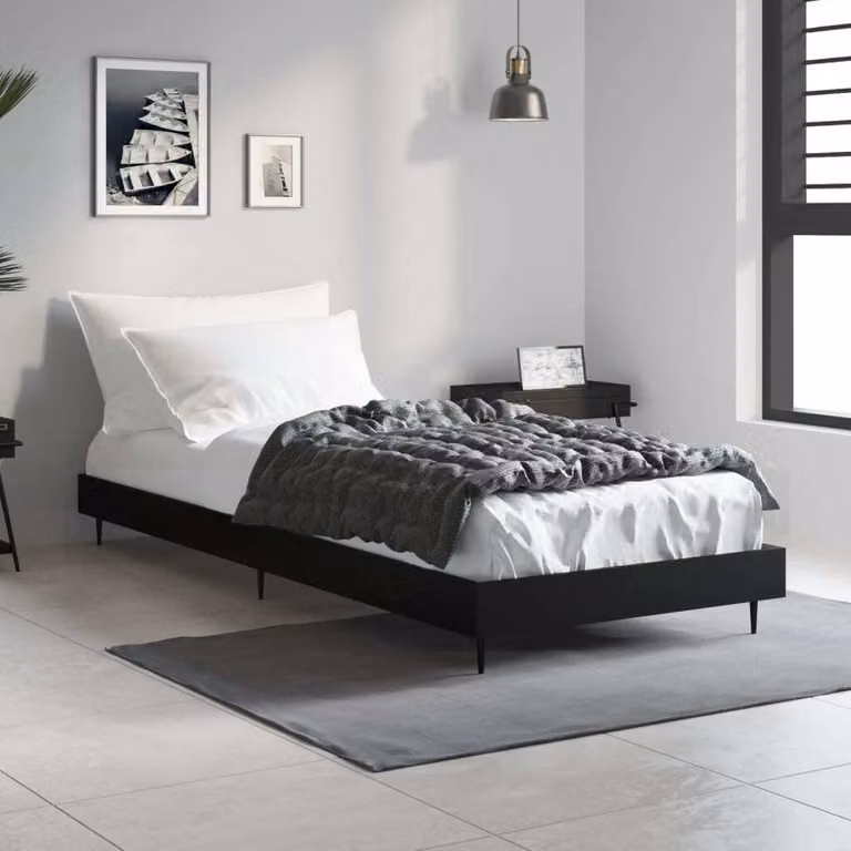 The Living Store Struttura letto nera 75x190 cm in materiale ligneo