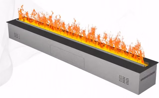 Camino elettrico a vapore acqueo 3D Divina Fire PRO-LINE 125 con controllo APP, inserto da incasso in acciaio inossidabile e alluminio, colori nero e argento