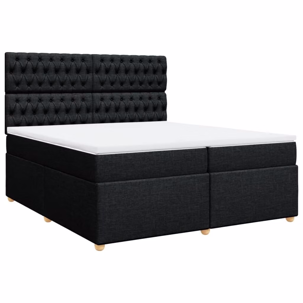 Giroletto a Molle con Materasso Nero 200x200 cm in Tessuto