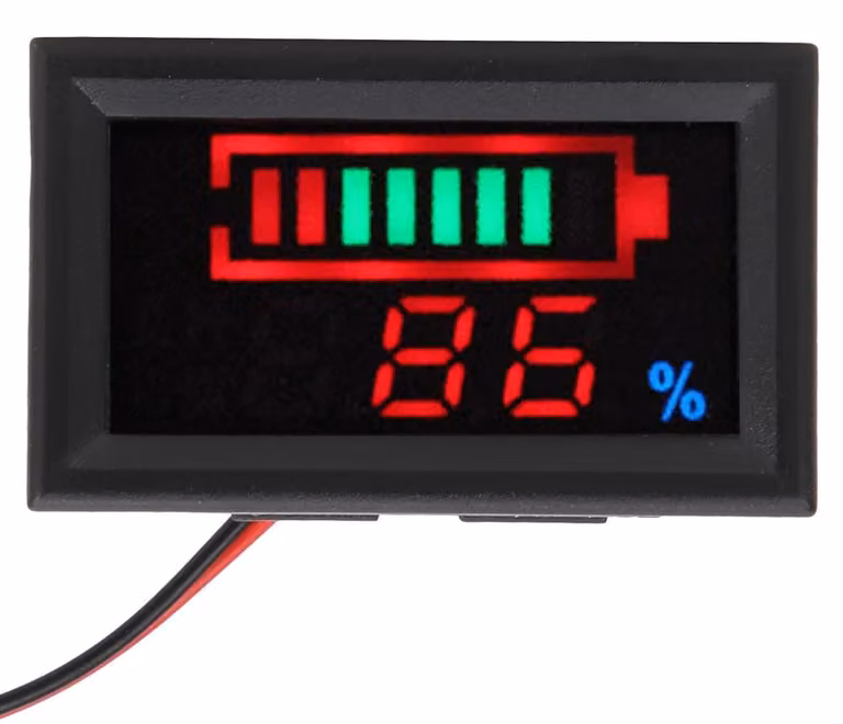 YB25VE Misuratore digitale LED per auto elettriche con doppio indicatore di tensione e corrente, indicatore di carica della batteria (batteria al piombo da 24 V)