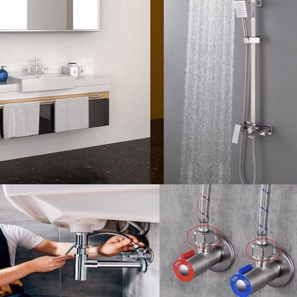 Tubo flessibile di collegamento per rubinetti, G3/8 x M10, in acciaio inossidabile, 80 cm, prolunga, set di 2, adatto per miscelatori e soffioni doccia