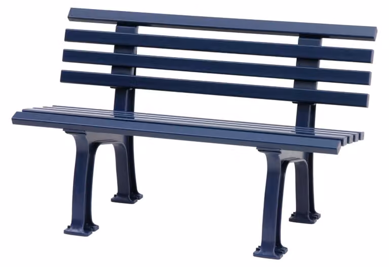 Panca da giardino, due posti, colore blu - Materiale plastico resistente agli agenti atmosferici - Larghezza 120 cm