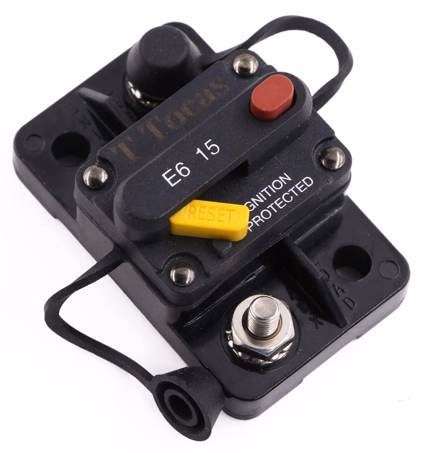 Interruttore automatico miniaturizzato con ripristino manuale, 12-32 V DC, 15 ampere