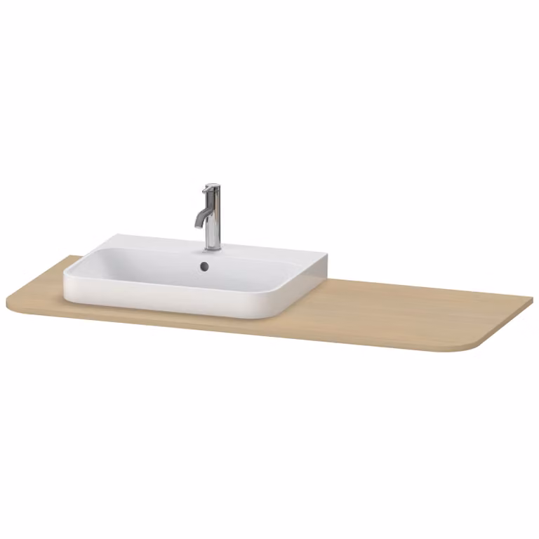 Console Duravit Happy D.2 Plus, 1300x550 mm, 1 découpe à gauche, pour meuble sous-lavabo HP4942, HP4962, HP4972, HP031KL7171, HP031KL7171