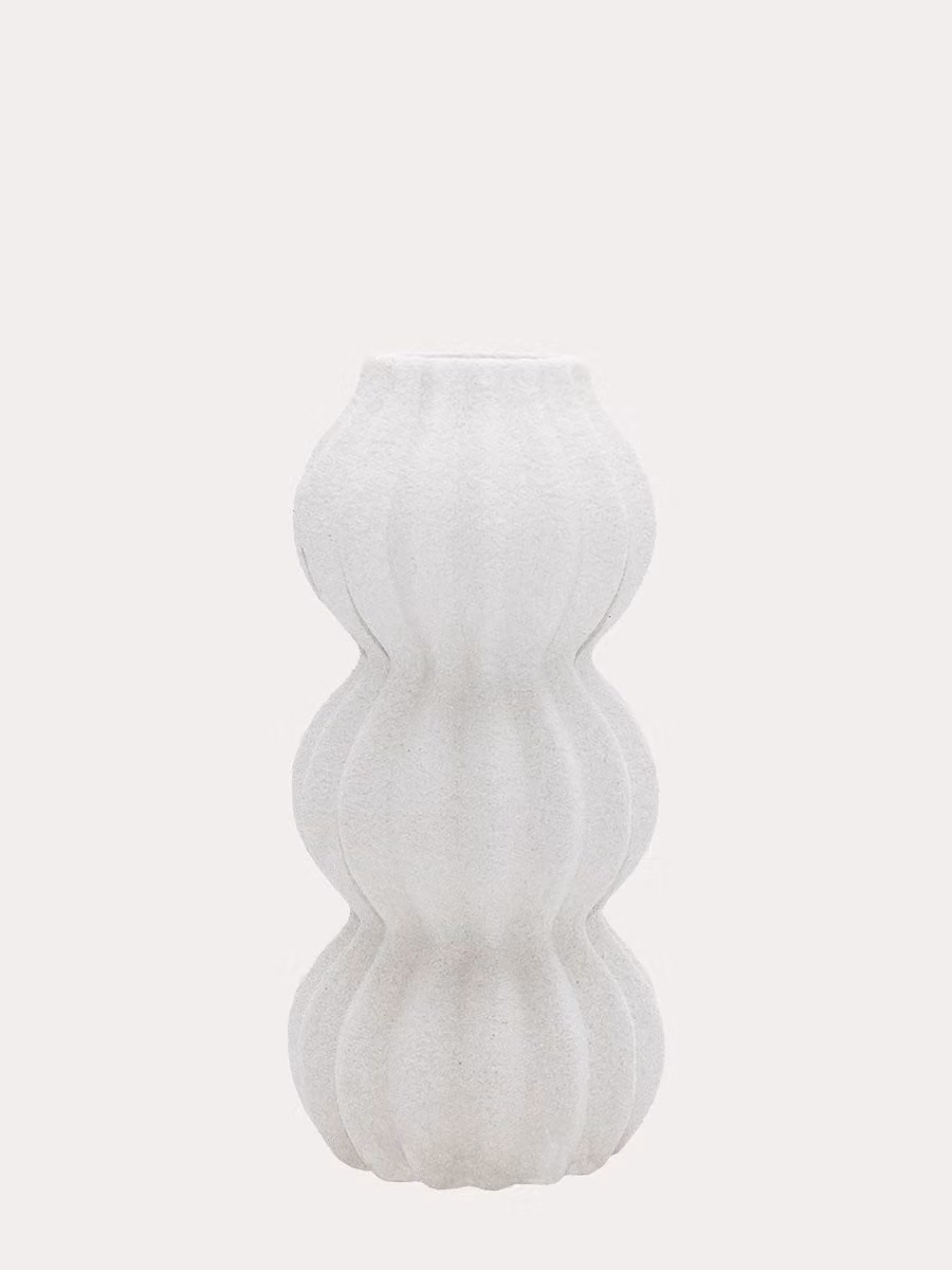 Vaso Duna in ceramica bianca Kenay Home per tavolo, forma rotonda – 2