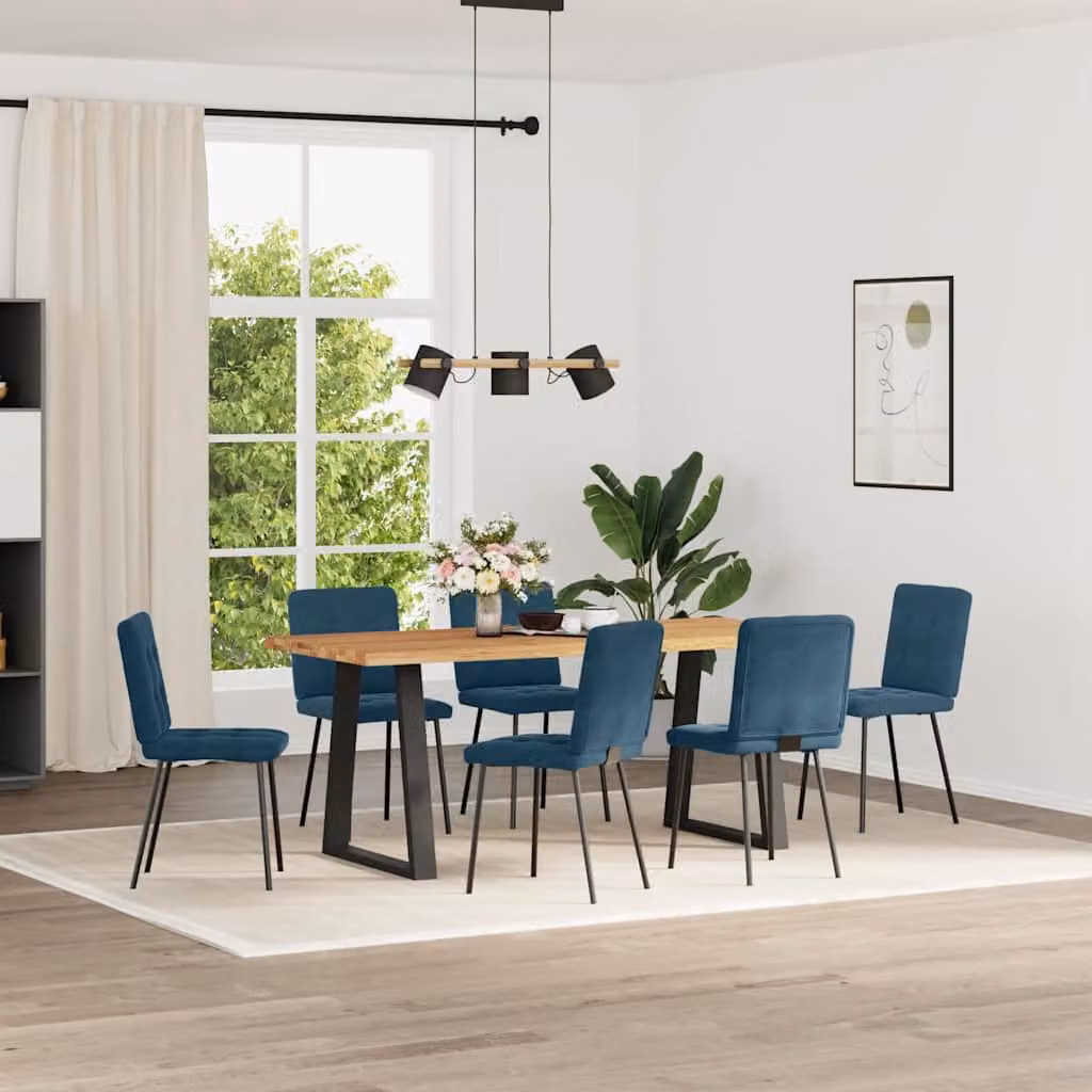 vidaXL Sedie da Pranzo 6 pz Blu in Velluto