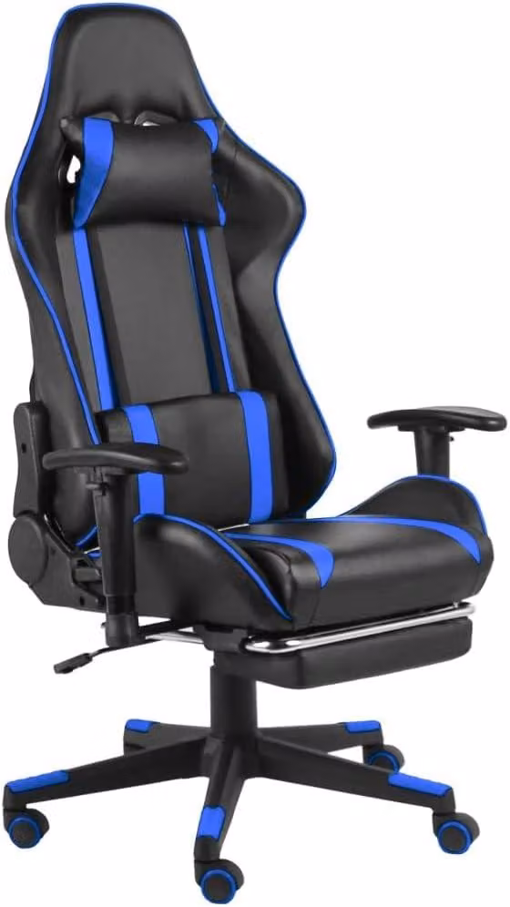 Sedia da gaming con poggiapiedi e funzione reclinabile, sedia da ufficio ergonomica con supporto lombare, regolabile in altezza, girevole, con rotelle, ideale per l'ufficio domestico e le camere dei ragazzi