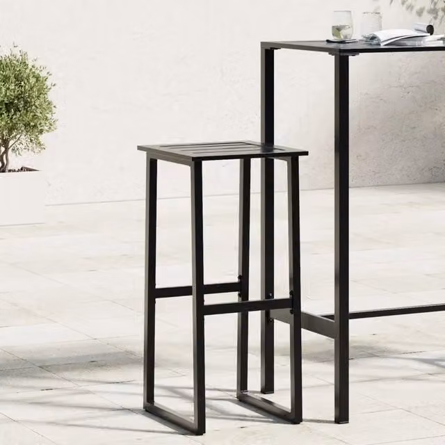 Set di 2 sgabelli da bar moderni vidaXL in acciaio verniciato nero opaco L/P/H: 38 x 38 x 80 cm