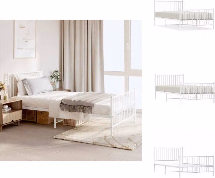 vidaXL Struttura letto con testiera e pediera in metallo bianco 107x203 cm - Letti e strutture letto