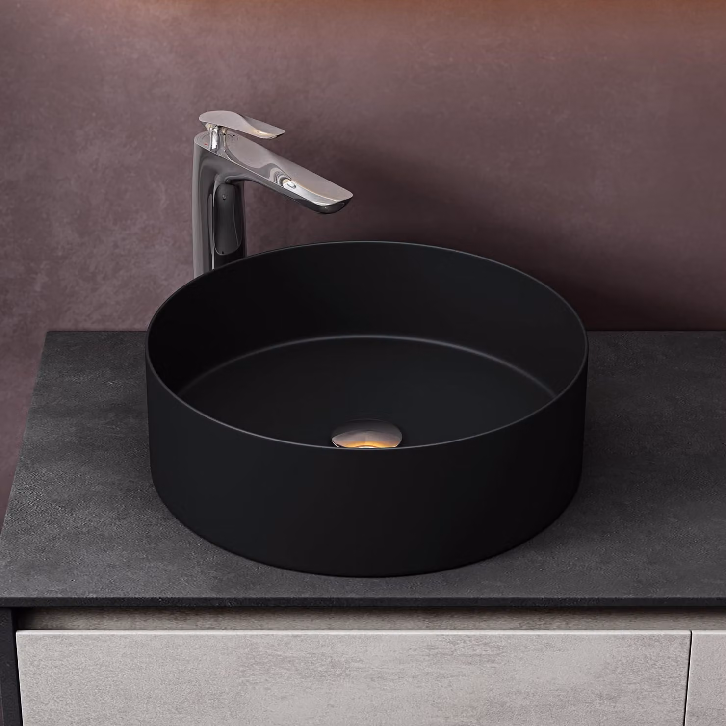 doporro Lavabo da Appoggio 40x40x13cm, Lavandino Bagno Brš¹ssel203 in Vetroceramica con Nano Rivestimenti inclusi, Nero opaco