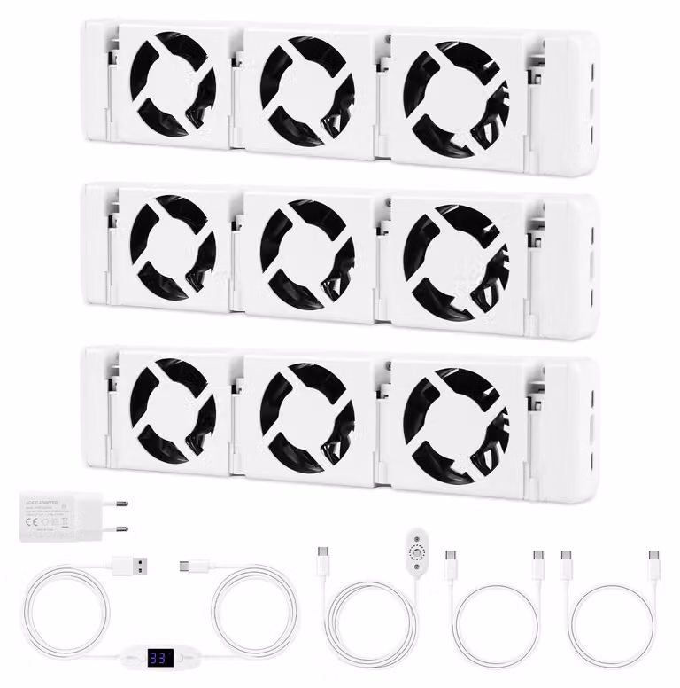 Ikodm, amplificatore per radiatori, set da 3 pezzi, termostato da 0 a 60 °C, colore bianco